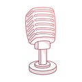 Retro vintage microphone illustration with hand drawn outline doodle style Royalty Free Stock Photo