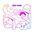 Sleeping bad time doodle illustration Royalty Free Stock Photo