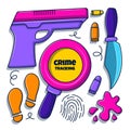 Criminal Investigation with colored hand drawn style