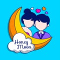 Honeymoon illustration with colored hand drawn outline doodle style Royalty Free Stock Photo