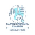 Marfan syndrome and dwarfism blue concept icon