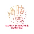 Marfan syndrome and dwarfism red gradient concept icon