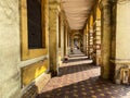 The long colonnaded corridor of the Margao Municipal Council building in South Goa