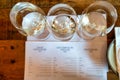 Margaret River, Australia - September 9, 2023: Voyager Estate wine tasting glasses