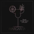 Margarita cocktail recipe. Logo of alcohol cocktail for bar card