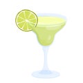 Margarita cocktail from bar menu, glass with salt border, green cold alcohol drink Royalty Free Stock Photo