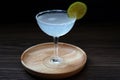 Margarita cocktail. Classic tequila drink with lime juice in salt rim cocktail glass and lime sliced Royalty Free Stock Photo