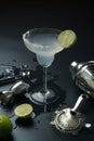 Margarita cocktail glass and bar equipments Royalty Free Stock Photo