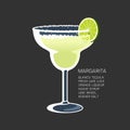 Margarita cocktail glass tequila lime salt vector illustration Royalty Free Stock Photo