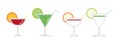 Margarita cocktail icon. Cocktail margarita glass icons set. Line and flat icon Royalty Free Stock Photo