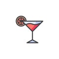 Margarita cocktail with lemon filled outline icon