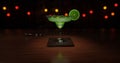 Margarita cocktail with lime on a stand in the bar 3d illustration