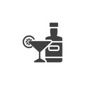 Margarita cocktail and martini bottle vector icon
