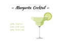 Margarita cocktail realistic vector illustration. Isolated on white background. Alcohol drink recipe Royalty Free Stock Photo