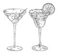 Margarita cocktail. Martini drink with olive. Vintage engraving illustration Royalty Free Stock Photo