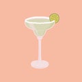 Margarita cocktail with salt and wedge of lime isolated on background. Classic alcoholic beverage in Mexico. Glass of Royalty Free Stock Photo