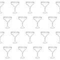 Margarita Cocktail Seamless Pattern. Glass on white isolated background. Vector illustration. Royalty Free Stock Photo