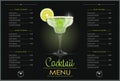 Margarita glass. Cocktail menu design.