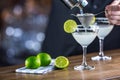 Margarita. Margatita alcoholic cocktail drink on barcounter in p Royalty Free Stock Photo