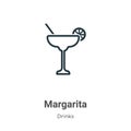 Margarita outline vector icon. Thin line black margarita icon, flat vector simple element illustration from editable drinks Royalty Free Stock Photo