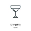 Margarita outline vector icon. Thin line black margarita icon, flat vector simple element illustration from editable drinks Royalty Free Stock Photo