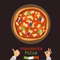 Margarita pizza color flat icon