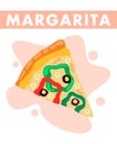 Margarita Pizza Slice Closeup Flat Illustration Royalty Free Stock Photo