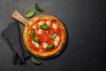 Margarita pizza with tomatoes, mozzarella cheese and basil Royalty Free Stock Photo