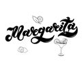 Margarita. Type of alcoholic cocktail. Hand drawn lettering