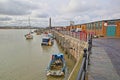 Margate Harbor Arm with mooring boats and the lighthouse in the background, Margate, Kent, UK Royalty Free Stock Photo