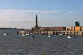 Margate Harbour and lighthouse at high tide. Royalty Free Stock Photo