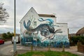 Margate, UK - October 5 2022 - Large scale mural by artist Hera as part of the Rise Up Residency