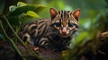 Margay, Leopardis wiedii, beautiful cat sitiing on the branch in the tropical forest