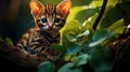 Margay, Leopardis wiedii, beautiful cat sitiing on the branch in the tropical forest Royalty Free Stock Photo