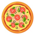 Margherita cartoon icon. Fresh tasty tomato pizza