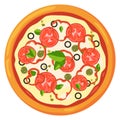 Margherita icon. Pizza menu illustration. Italian food