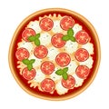Margherita italian pizza with tomato isolated on white