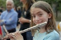 Margie play the flute Royalty Free Stock Photo
