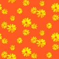 Marguerite orange floral daisy seamless vector pattern.