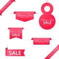 8 marh sale label. Women's Day sale. Red label. Special offer. Vector illustration