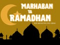 Marhaban ya ramadhan 2020 masihi/1441-1442 hijrah illustration on yellow background.