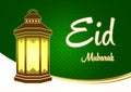 Eid Mubarak Ramadhan Green Greeting Card with Lantern