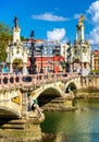 Maria Cristina Bridge over the Urumea river in San Sebastian, Spain Royalty Free Stock Photo