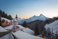 Maria Gern Church in Bavaria with Watzmann, Berchtesgaden, Germany Alps Royalty Free Stock Photo