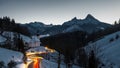 Maria Gern and the Watzmann at dusk, Berchtesgaden, Germany Royalty Free Stock Photo