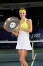 Maria Kirilenko of Russia with the trophy Royalty Free Stock Photo
