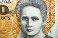Maria (Marie) SkÃâodowska Curie from the obverse side of 20000 twenty thousand old Polish Zlotych banknote