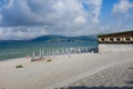 Maria Pia beach in Alghero (Sardinia, Italy) on a sunny summer morning Royalty Free Stock Photo