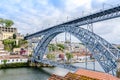 Maria Pia Bridge over the river Duoro in Porto, Portugal, built in 1877 and attributed to Gustave Eiffel Royalty Free Stock Photo