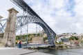 Maria Pia Bridge over the river Duoro in Porto, Portugal, built in 1877 and attributed to Gustave Eiffel Royalty Free Stock Photo